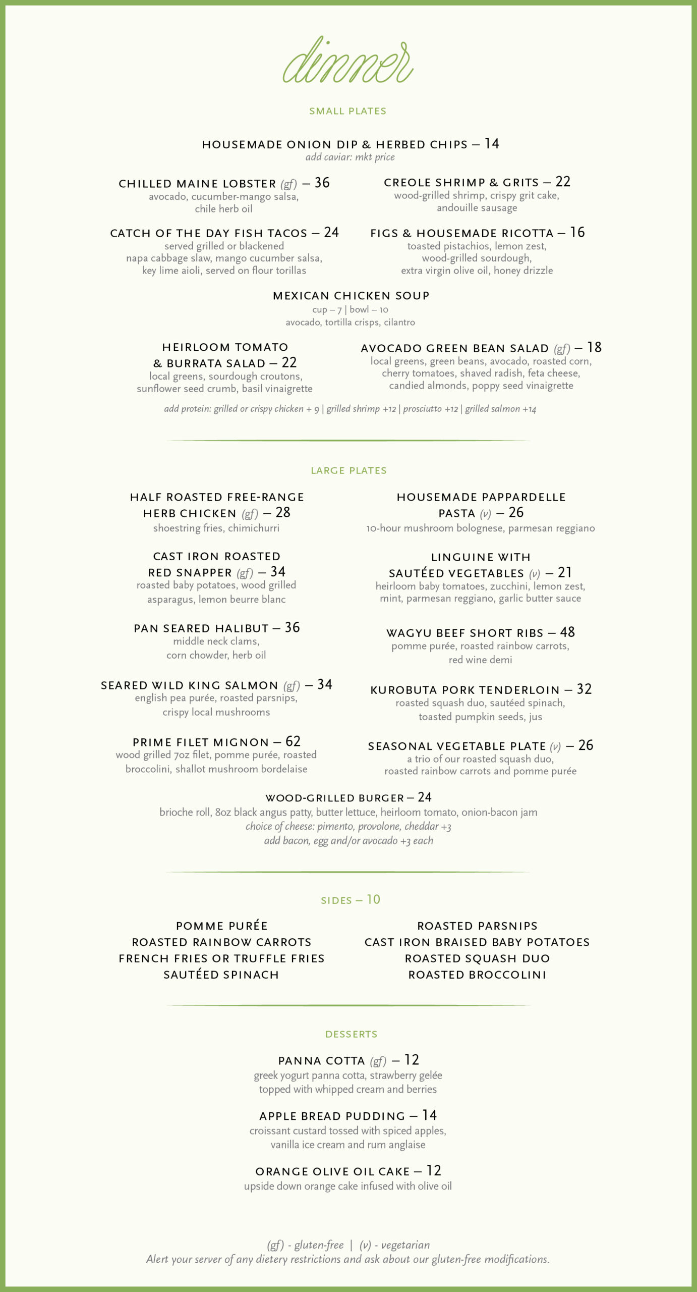 Hive bakery and cafe dinner menu mobile