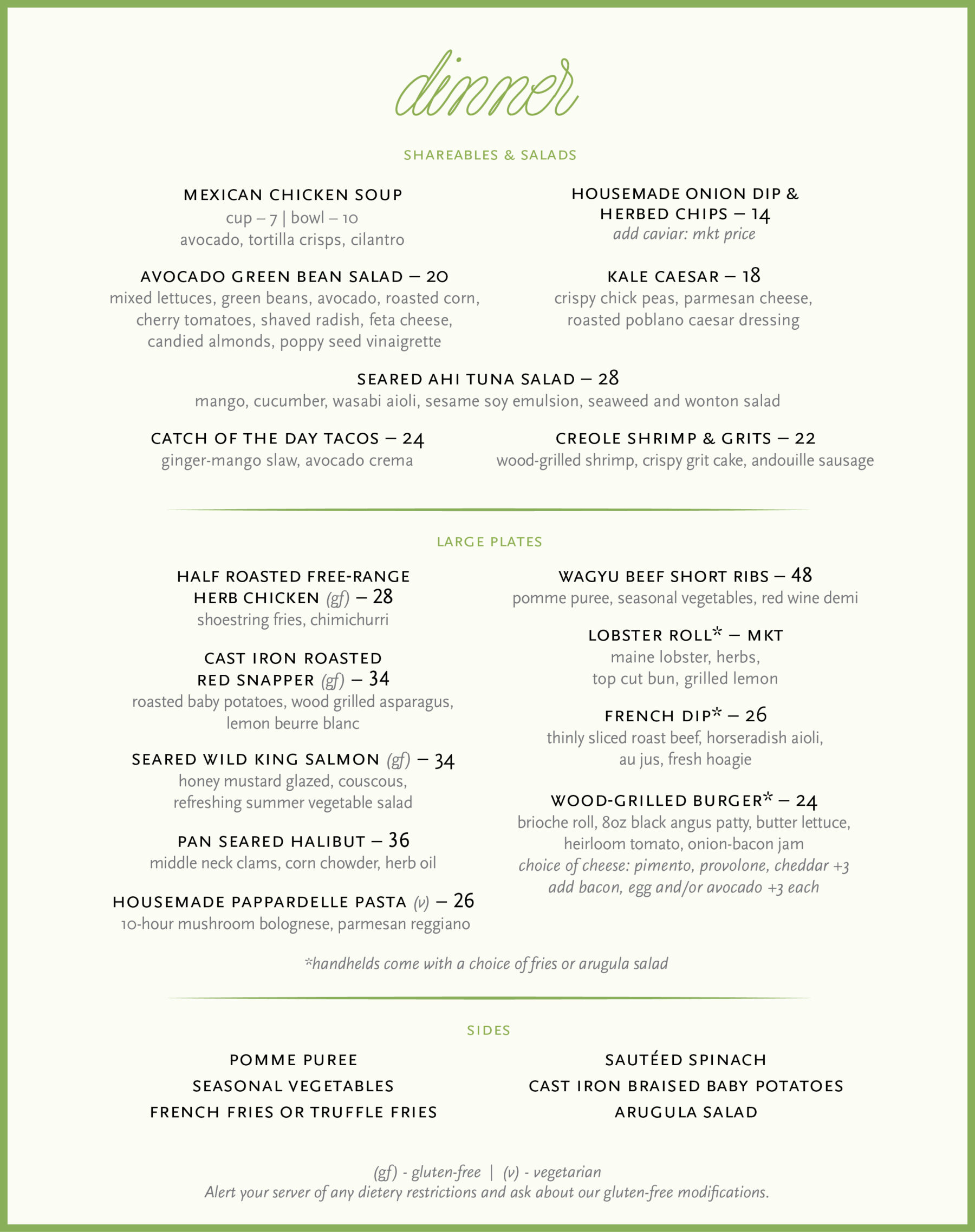 hive bakery and cafe, dinner, menu