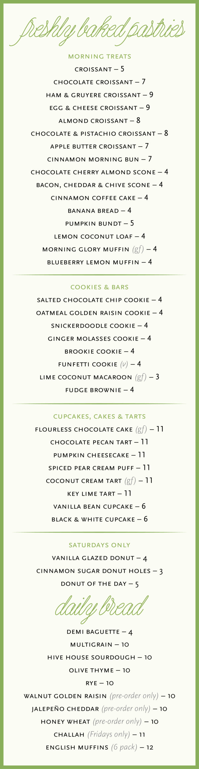 hive bakery and cafe, restaurant, menu,