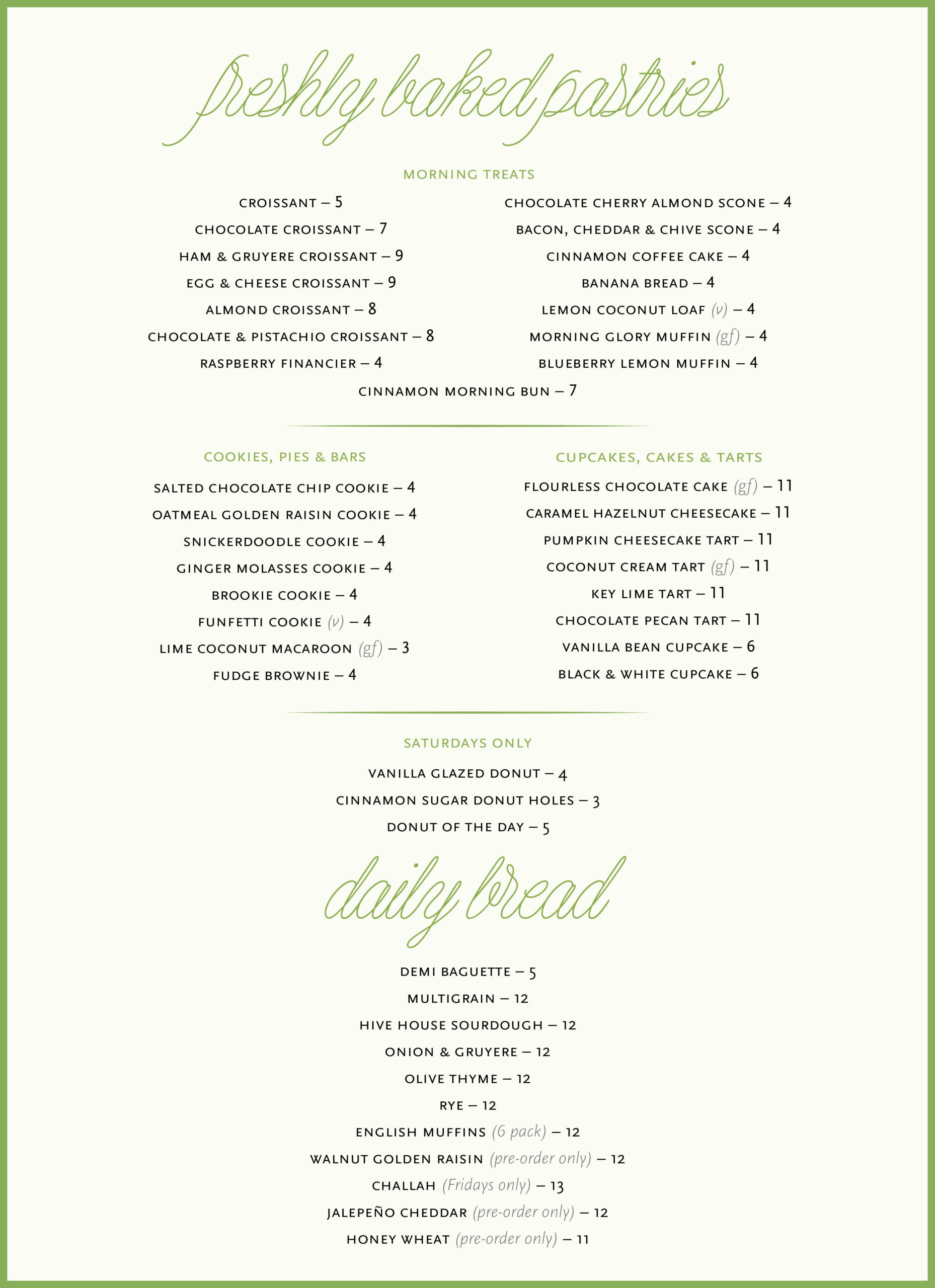 hive bakery and cafe, restaurant, menu,