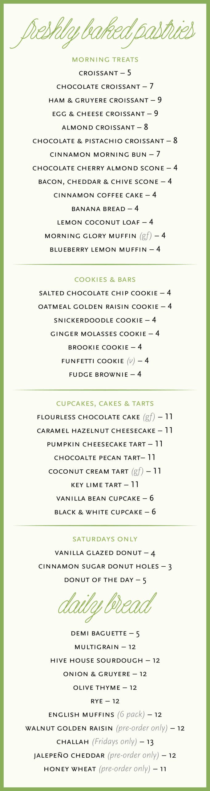 hive bakery and cafe, restaurant, menu,